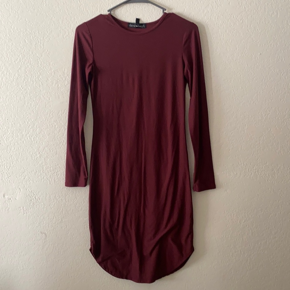 Red form fitting dress